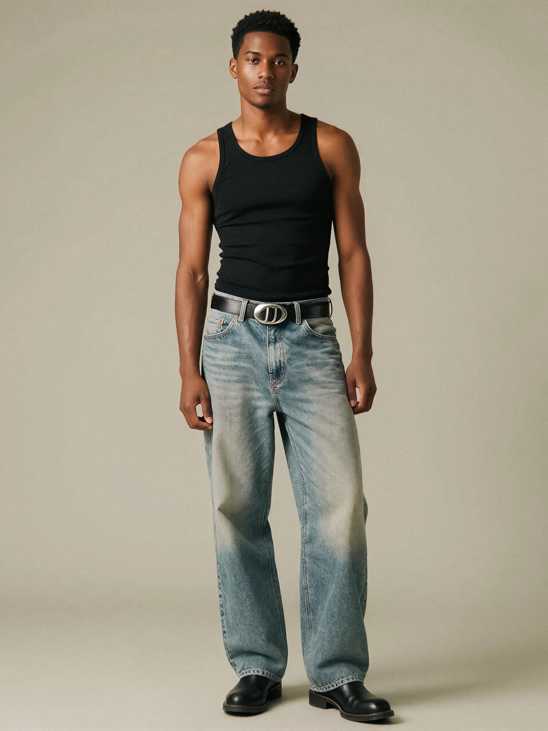 Utility leather belt - full view