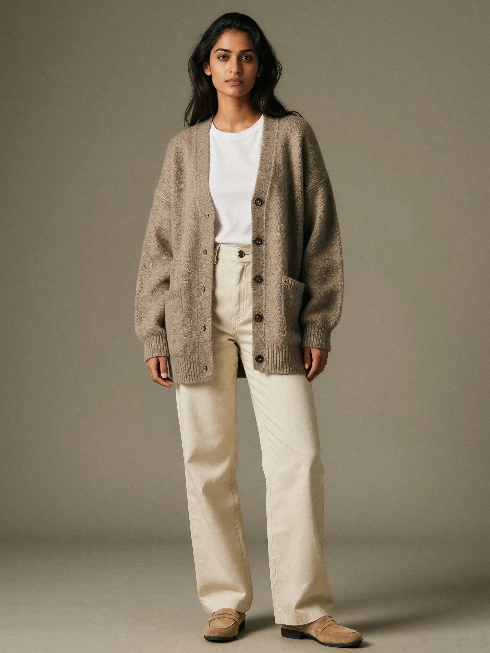 Cashmere cardigan coat - front view