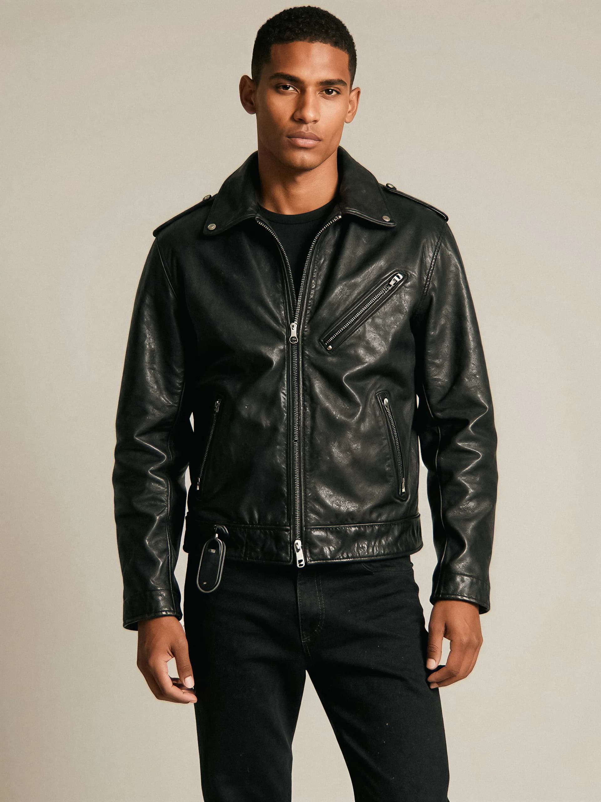 Commander leather jacket - torso view