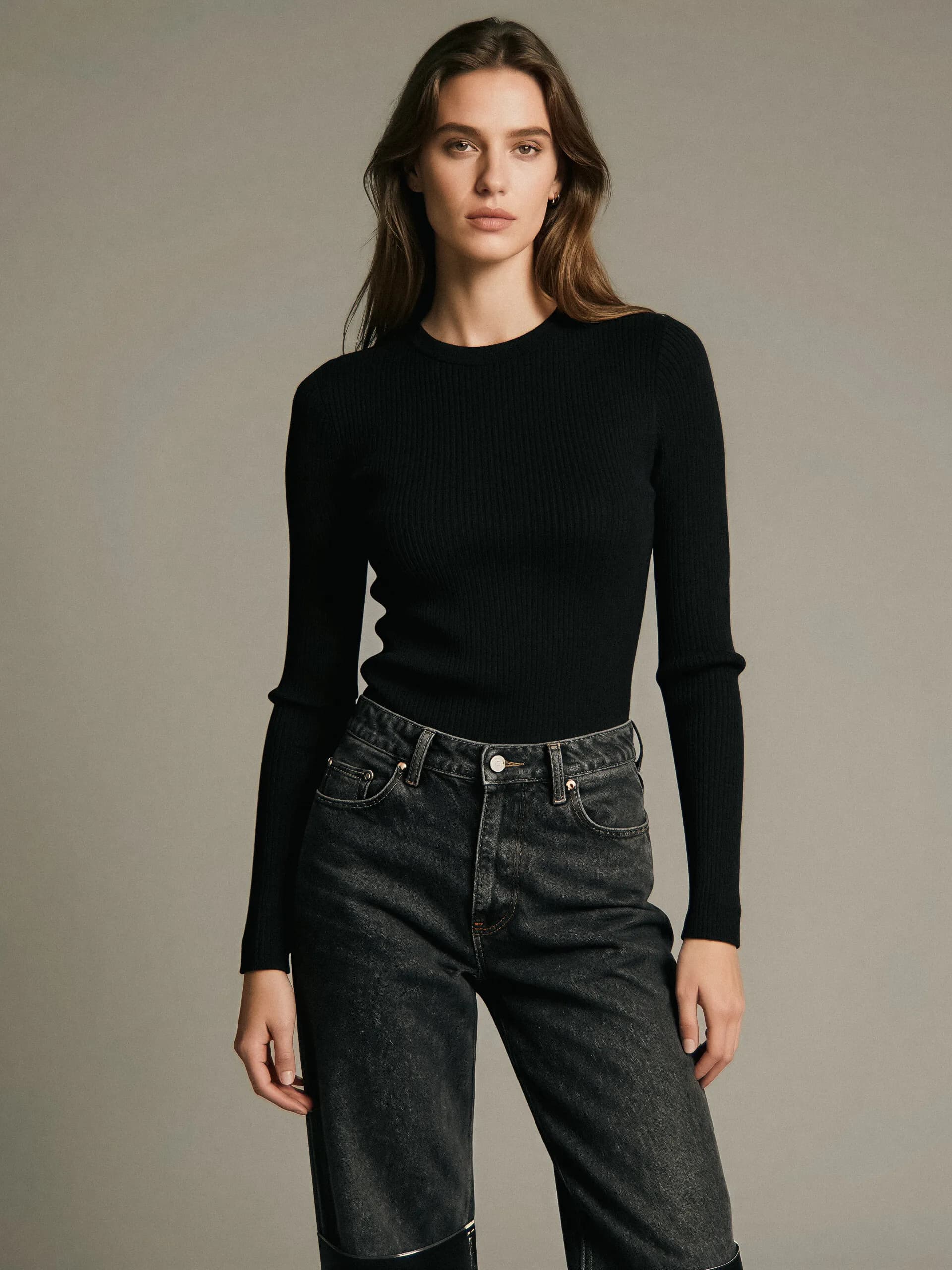 Luxe ribbed cardigan - torso view